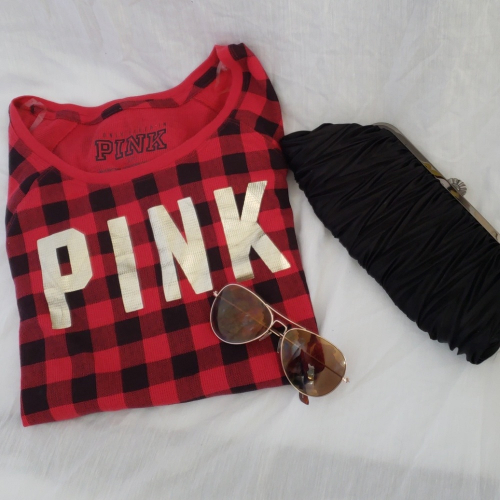 PINK Buffalo plaid thermal shirt